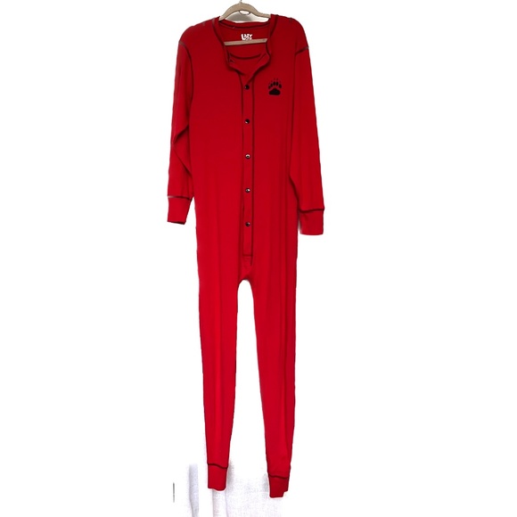 Lazy One Flap Jacks Long Johns Pajamas One Piece Size XL 100% Cotton Bear Bum - Picture 1 of 5